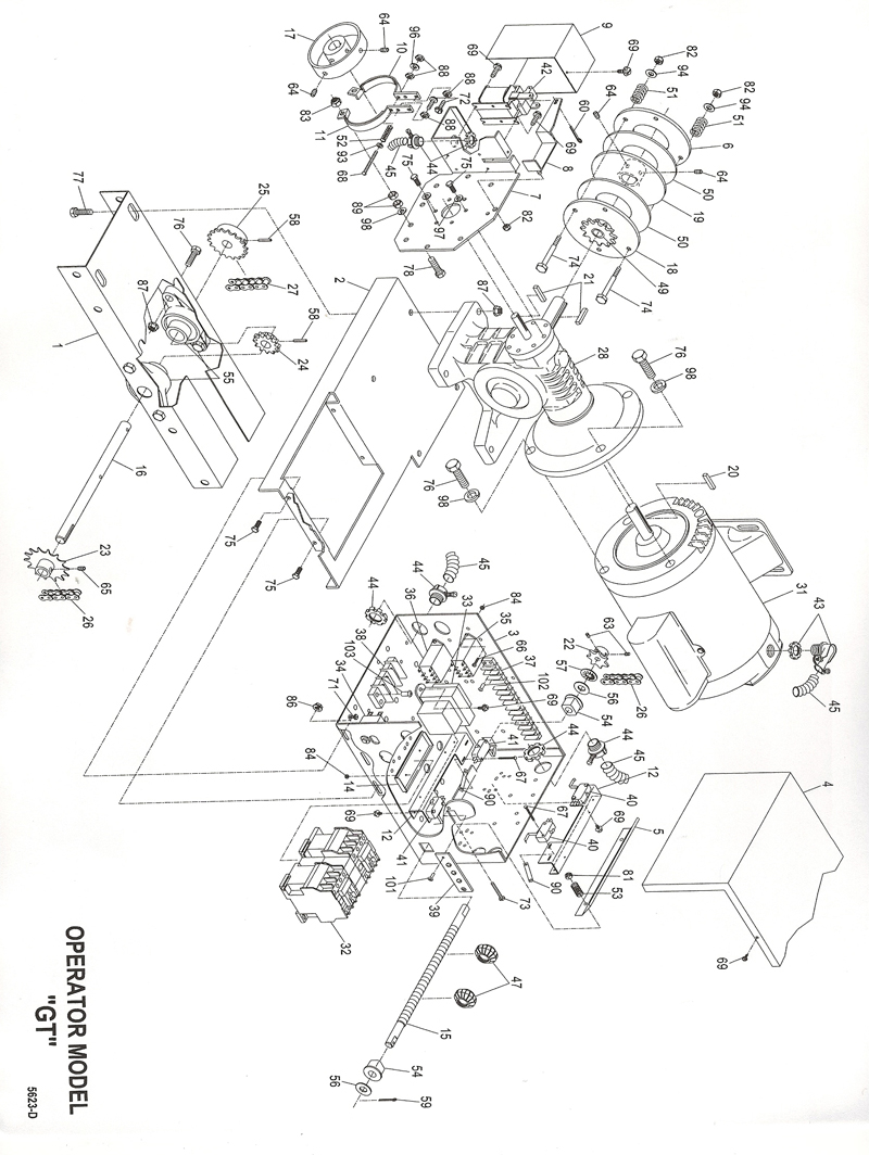 Power Master OverHead Door Operator Replacement Parts GT Model
